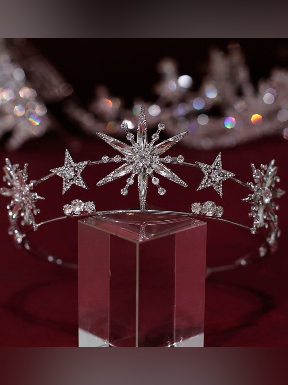 Crystal Starburst Bridal Tiara - Silver